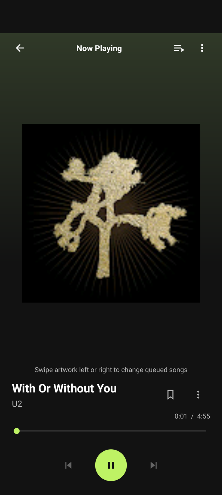 BlackYT Now Playing screen with artwork and playback controls